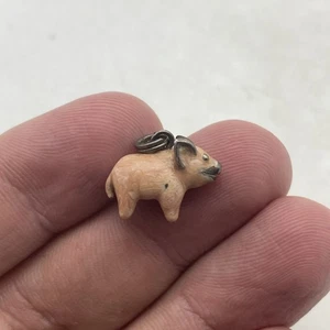 Vintage Cloisonne Style Sterling Pink and White Swirl Enamel Pig Charm 3.3g - Picture 1 of 6