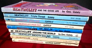 9 Heathcliff Paperback Books Pigs Out Rides Again Cleans House Kool Kat + - Picture 1 of 7