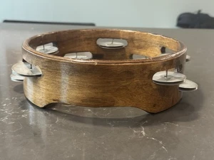 Vintage Tambourine 8” w/9 Symbols In 2 Rows Made In Mexico - Picture 1 of 3