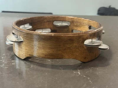 Vintage Tambourine 8” w/9 Symbols In 2 Rows Made In Mexico - Image 1 of 3