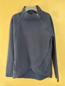 Athleta Cozy Karma Asym Pullover Damen XS dunkelblau Fleece Daumenlöcher - Bild 1 von 11