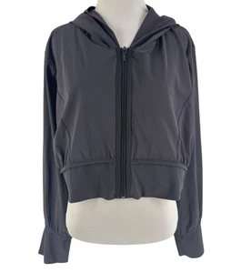 Porto San Francisco Women’s Charcoal Gray Hooded Long Sleeve Cropped Jacket 3 - Picture 1 of 6