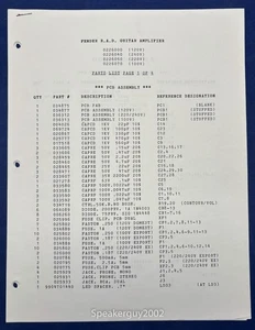 Original Fender RAD Guitar Amplifier Schematic & Parts List - Picture 1 of 1