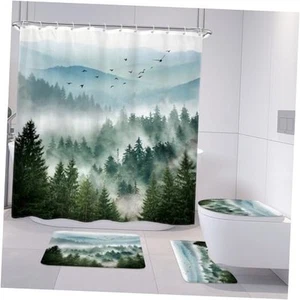 4PCs Shower Curtain Sets Bathroom Curtain with 72"W x 72"L (Pack of 4) Green - Picture 1 of 7