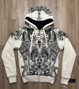 Y2K Fox Racing Sasquatch Full Zip Faux Fur Hoodie Size S - Bild 1 von 11