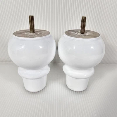 Patas redondas de madera para sofá, juego de 2, patas de sofá para muebles, 4 pulgadas, blanco Foto 1 de 4