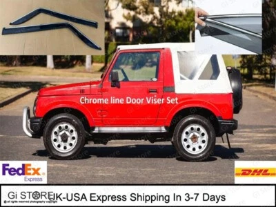 Visera de puerta de línea cromada para Suzuki Samurai deflector de viento/irrompible Foto 1 de 4