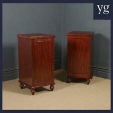 Antique English Pair of Georgian Regency Figured Mahogany Pedestal Cabinets