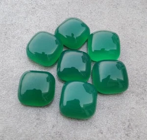 Natural Green Onyx Cushion Shape Cabochon Flat Back Calibrated Loose Gemstones - Picture 1 of 10