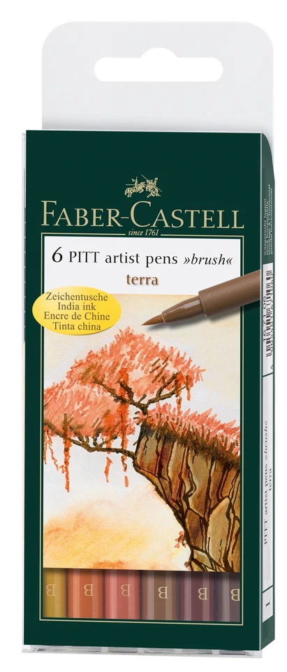 Faber-Castell PITT Artist Pen 6er Etui brush - Terra