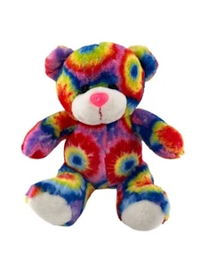 Peace Pals Tie-Dye Teddy Bear Plush 9" Stuffed Animal Handmade Rainbow a - Picture 1 of 12