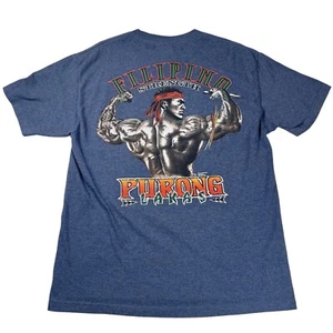 VTG Filipino Strength Purong Lakas Blue T Shirt size Large - Picture 1 of 5