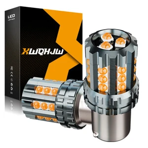 2* XWQHJW LED 1157 1157NA 2357 2057 AMBER 3000K LED TURN SIGNAL LIGHT BULB AP-27 - Picture 1 of 11