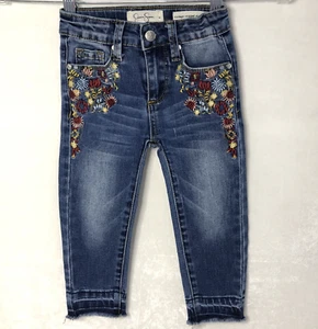 Jessica Simpson Toddler Girl's Embroidered Vintage Cropped Straight Leg Jeans - Picture 1 of 9