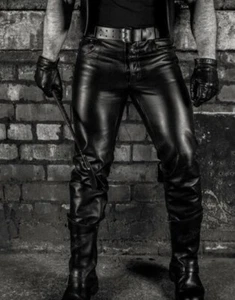 Men's High Quality Cowhide Leather Motorbike Racing Pants and Bluf Gay Trousers - Bild 1 von 5