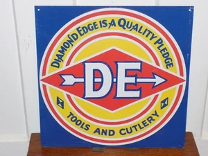Vintage DE Diamond Edge Tools and Cutlery Tin Sign - Picture 1 of 2