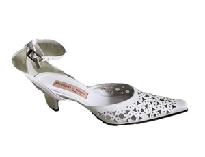 Flessigno E Fusco Heels Size 37 Made In Italy Leather Studs Heel 3” But7 - Picture 1 of 6