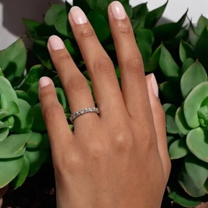 Baguette 1.25 Ct Diamond Eternity Engagement Band 3mm Lab Grown 950 Platinum - Picture 1 of 13