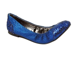 Material Girl Damen Flick Ballerinas blau Glitzer Größe 6 M - Bild 1 von 6