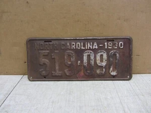 VTG ORIGINAL 1930 NORTH CAROLINA NC LICENSE PLATE TAG 519-090 MODEL A FORD - Picture 1 of 12