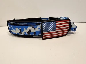 Collar táctico para perro mediano suave nailon natural parche bandera de Estados Unidos NUEVO - Imagen 1 de 6