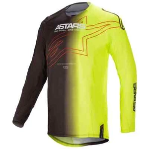 ALPINESTARS TECHSTAR MOTOCROSS MX BIKE JERSEY - PHANTOM BLACK YELLOW FLUO - Picture 1 of 2