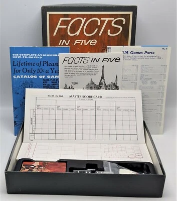 Vtg Facts In Five 1976 Board Card Game Avalon Hill Bookshelf Game 100% Complete - Image 1 of 4