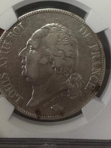 Silver Coin, France, 5 Francs, 1824, NGC Graded - Picture 1 of 3