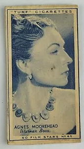 1947 Turf Cigarettes 50 Film Stars #45 Agnes Moorehead (A) - Imagen 1 de 1