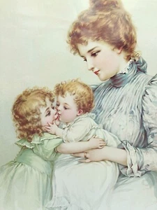 Vintage Sentimental Mother and Children Victorian Print Frances Brundage - Picture 1 of 8