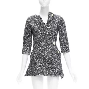 OLD CELINE Runway Phoebe Philo 2014 grey wool boucle bias diagonal top FR34 XS - Picture 1 of 11