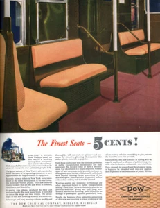 Anuncio impreso de revista Dow Chemical New York Subway Car asientos de plástico tejido 1940 - Imagen 1 de 1