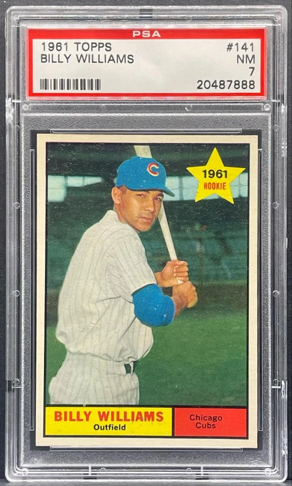Tarjeta de novato 1961 Topps Billy Williams #141 HOF RC Chicago Cubs PSA 7 casi nueva centrada Foto 1 de 2