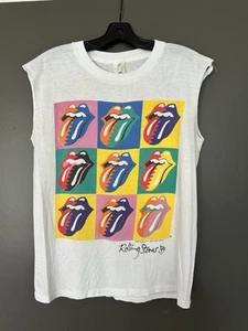 Vintage 1989 The Rolling Stones North American World Tour T Shirt Large Hand-Tex - Picture 1 of 4
