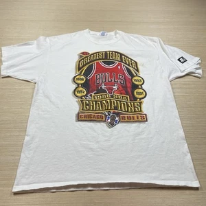 Vintage 90s Starter Chicago Bulls Greatest Team Ever T Shirt XL 1998 Champions - Picture 1 of 10