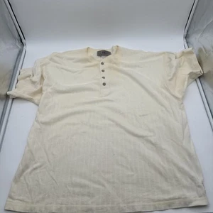The Territory Ahead A-List Henley Shirt Men’s L Short Sleeve Cream 100% Cotton - Picture 1 of 16