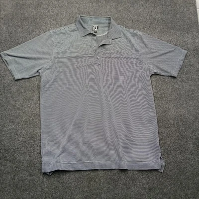 FootJoy Polo Shirt Men's XXL Black Gray Stripe Performance Golf Stretch FJ Logo - Image 1 of 4