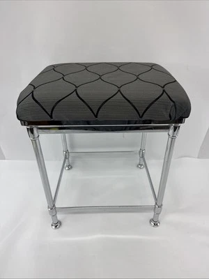 Backless Chrome Metal Vanity Stool with Adjustable Legs 18.5-19.5” Tall - Image 1 of 4