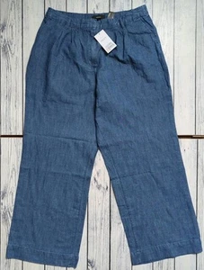 Next Wide Leg Rinse Linen Denim Premium Tailored Trousers UK 16 - Picture 1 of 6