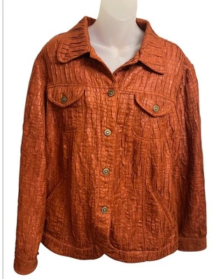 Chaqueta para mujer Ruby Rd 16W naranja abotonada manga larga cuello poliéster Foto 1 de 4