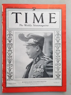 Time Magazine September 25, 1933 - Austria Chancellor Englebert Dollfuss - Image 1 of 2