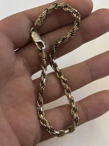 Vintage Sterling Silver French Rope Bracelet Long 9" Made In Italy NICE - NR - Picture 1 of 7