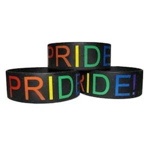 Pulsera de silicona de banda ancha Gay Pride Rainbow PRIDE resistencia derechos LGBTQ - Imagen 1 de 1