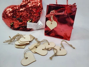 24Pack Heart Shape Unfinished Wood Cut Outs Wooden Tags 24 PCS Gift Bags Tags  - Picture 1 of 10