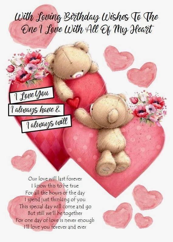 PICKTURE-THIS NEW Birthday Card for Partner Wife Husband Girlfriend Boyfriend Romantic Love