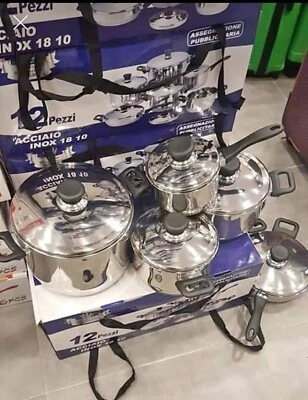 BATTERIA DI PENTOLE BAVARIA 12 PEZZI IN ACCIAIO INOX 18/10 - Immagine 1 di 4