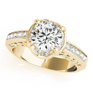 1.20 Ct Round Cut Moissanite Engagement Eternity Band 14K Yellow Gold Size 5.25 - Picture 1 of 10
