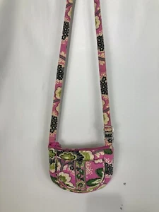 Vera Bradley pink and green floral print crossbody hipster purse - Picture 1 of 10