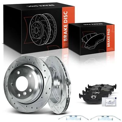 Rotor de freno trasero izquierdo y derecho perforado y pastilla de freno para BMW 325xi 2001-2005 E46 L6 2,5 L Foto 1 de 4