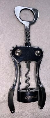 Oneida Wing Corkscrew Wine Bottle Opener Rubber grips Silver Bar Equipment - Image 1 of 2
